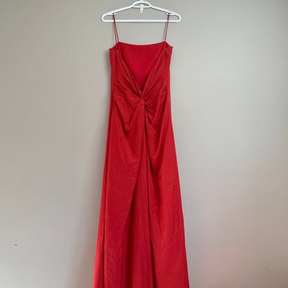 Red Low Back Twist Cross Formal Prom Dress Medium - Picture 3 of 3